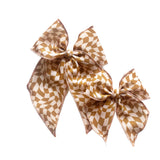 Tan & Blush Wave Checkered Elle Bow