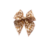 Tan & Blush Wave Checkered Elle Bow