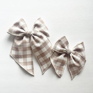 Tan Gingham Elle Bow