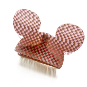 Mouse Head Mini Pink Checkered LARGE Claw Clip