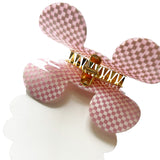 Mouse Head Mini Pink Checkered LARGE Claw Clip