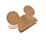 Mouse Head Mini Peach Checkered SMALL Claw Clip