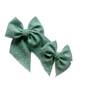 Evergreen Cross Stitched Elle Bow