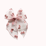Muted Pink Flocked Bows Elle Bow