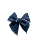 Navy Cross Stitched Elle Bow