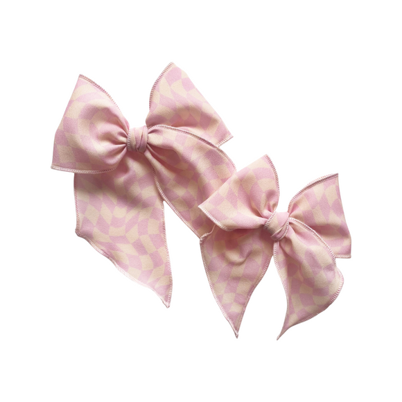 Pink Wave Checkered Elle Bow