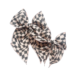 Black Wave Checkered Elle Bow