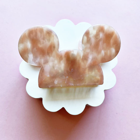 Mouse Head Marbled Pink SMALL Claw Clip