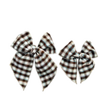 Brown Seersucker Plaid w/ Pop of Color Elle Bow