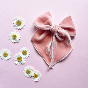 Pink Peach Velvet Elle Bow