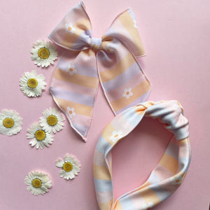 Spring Striped Daisy Bow/Headband