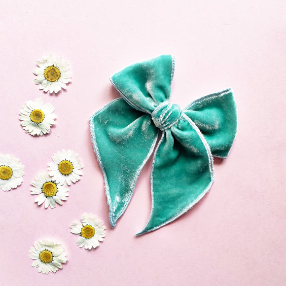 Sea Glass Velvet Elle Bow