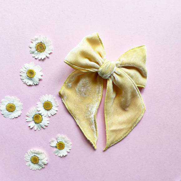 Butter Yellow Velvet Elle Bow