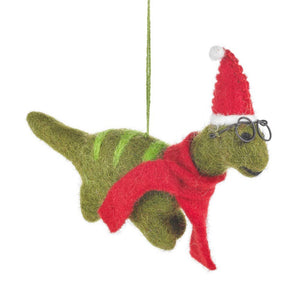 Handmade Felt Hanging Christmas Dinosaur with Specs Tree