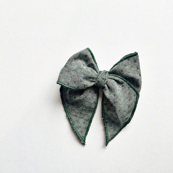Muted Green Textured Dots Elle Bow