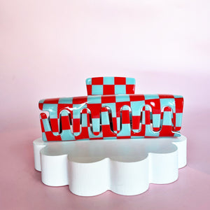Red Checkered Claw Clip