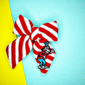 Vintage Goof Red Striped Terry Patch Reagan Bow