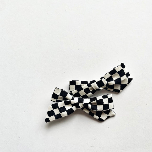 Black & White Checkered Madison Pigtail Set