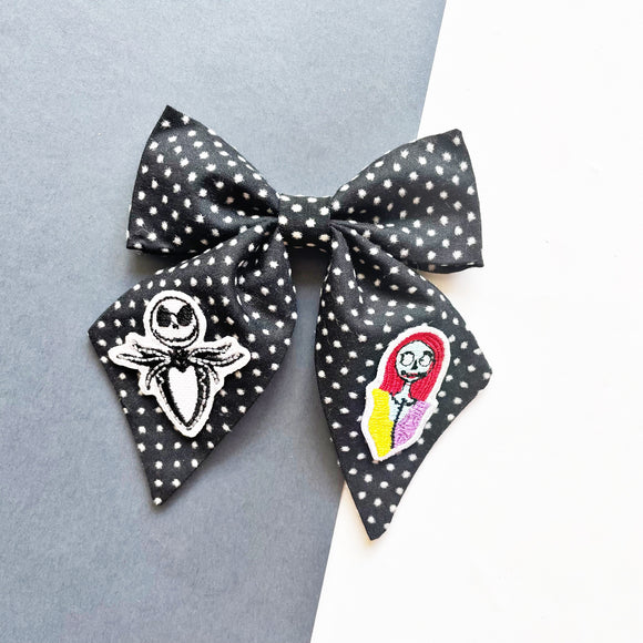 Spooky Couple Dotted Patch Reagan Bow