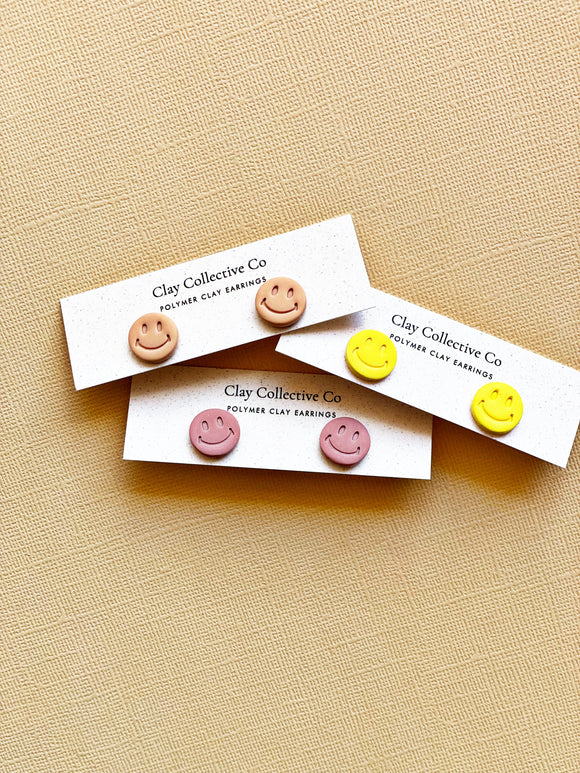 Smile Face Polymer Clay Earring Studs